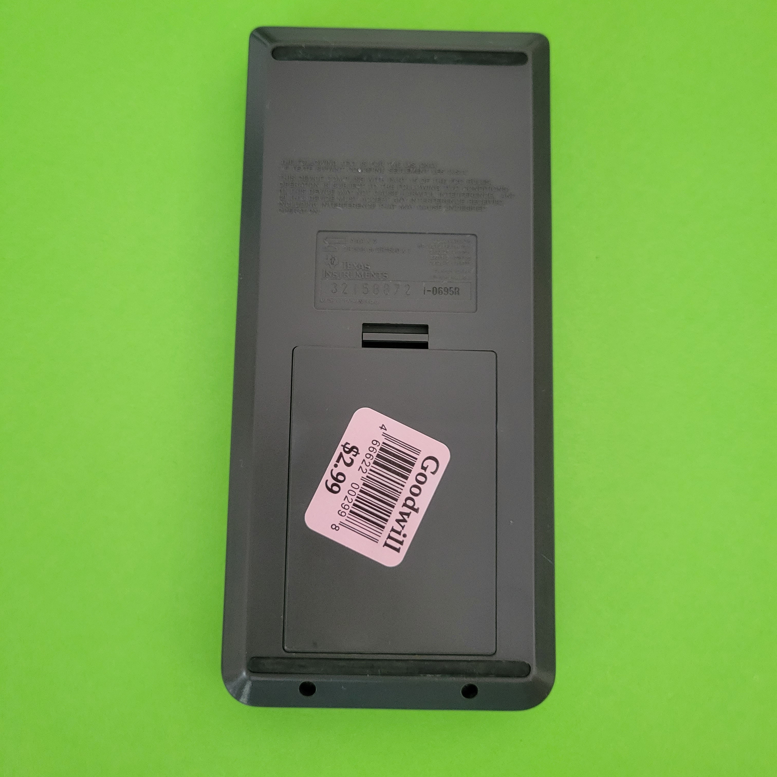 An image of the back of a texas instruments ti82 graphing calculator